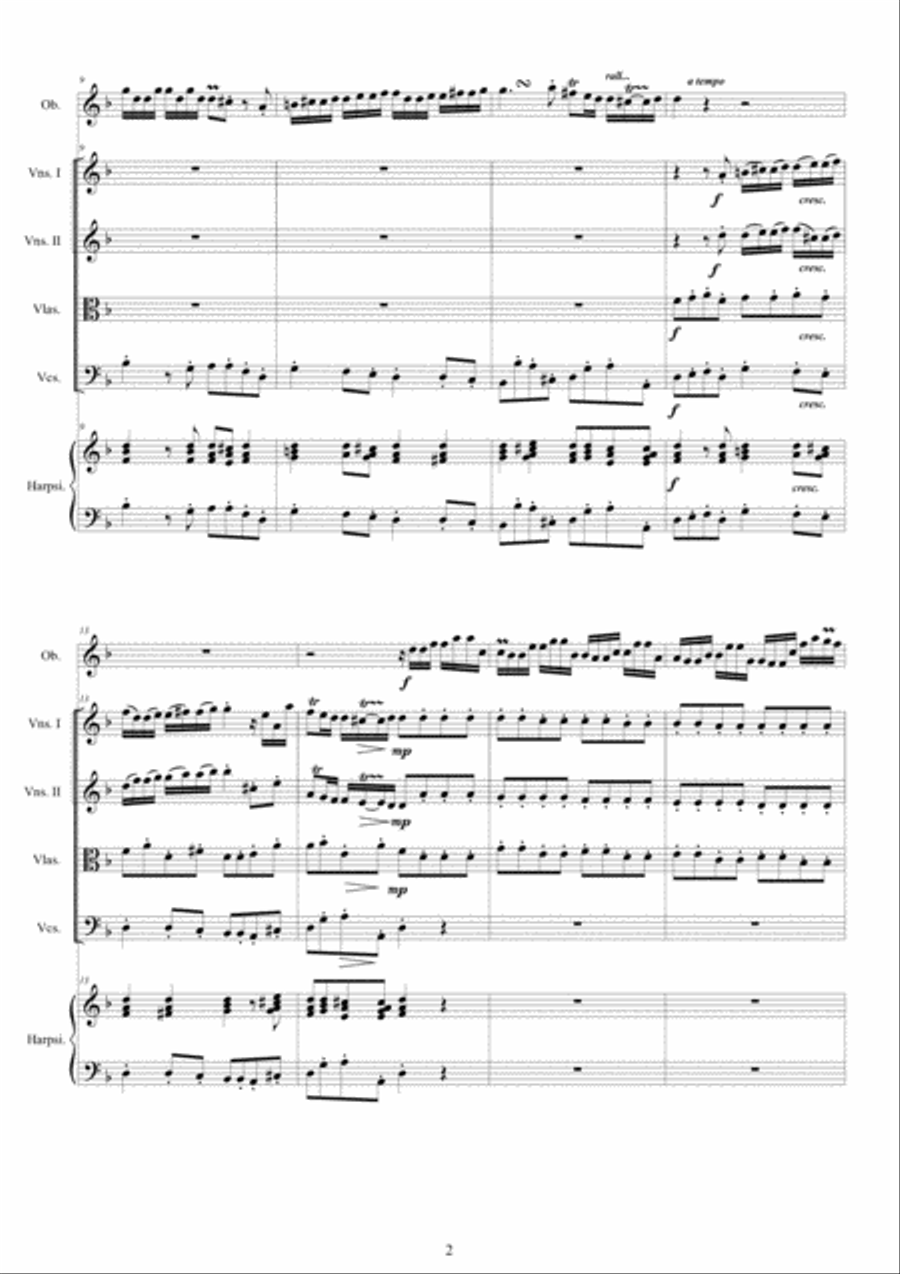 Marcello - Oboe concerto in D minor for Oboe, Strings and Continuo - Score and Parts String Orchestra scores gallery preview page 2