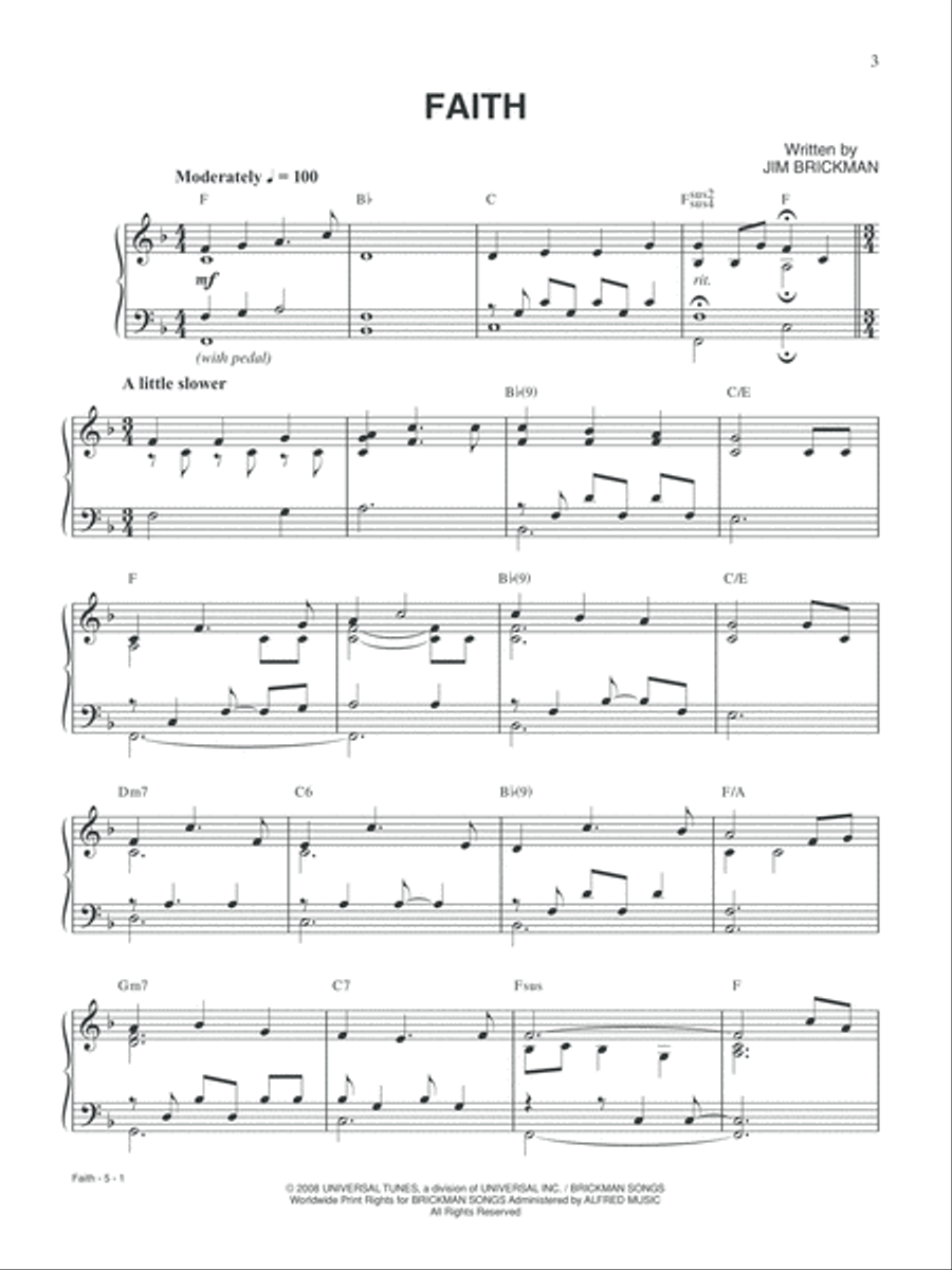 Jim Brickman -- Faith and Songs of Inspiration Piano, Vocal, Guitar scores gallery preview page 3