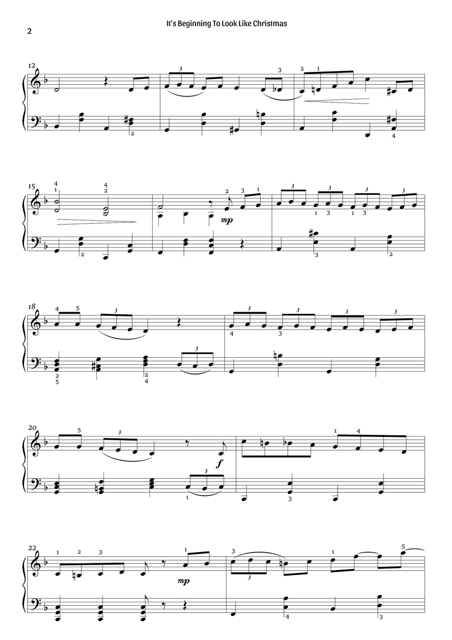 It's Beginning To Look Like Christmas Piano Solo scores gallery preview page 2
