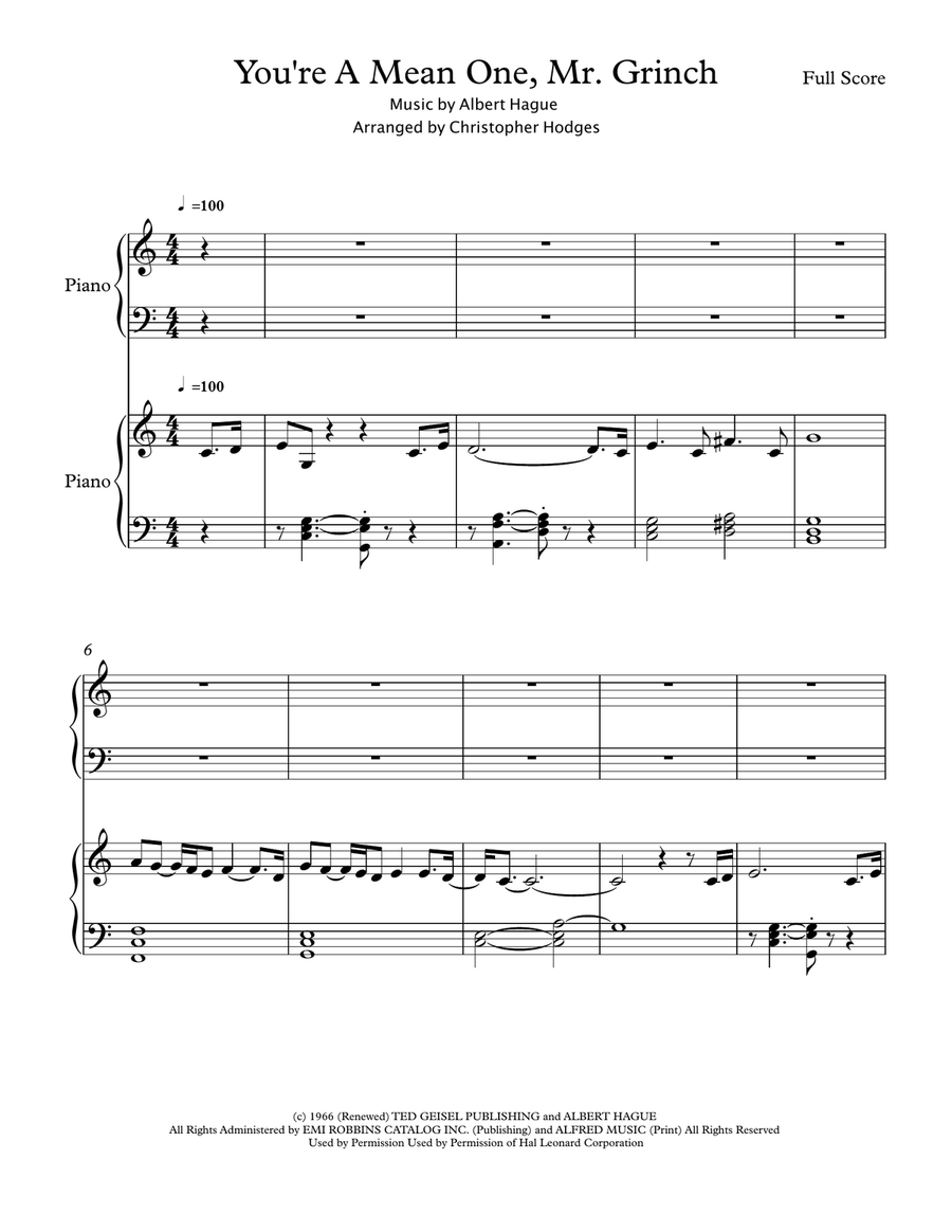 You're A Mean One, Mr. Grinch Score scores gallery preview page 1