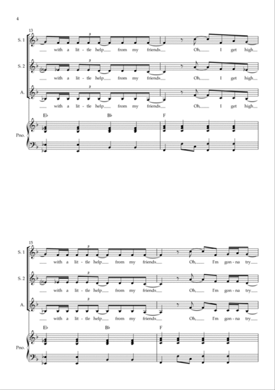 With A Little Help From My Friends SSA scores gallery preview page 4