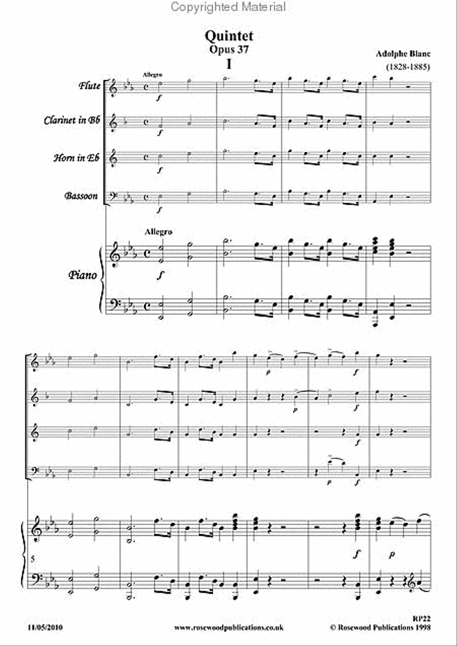 Quintet, Op. 37 Bassoon scores gallery preview page 2