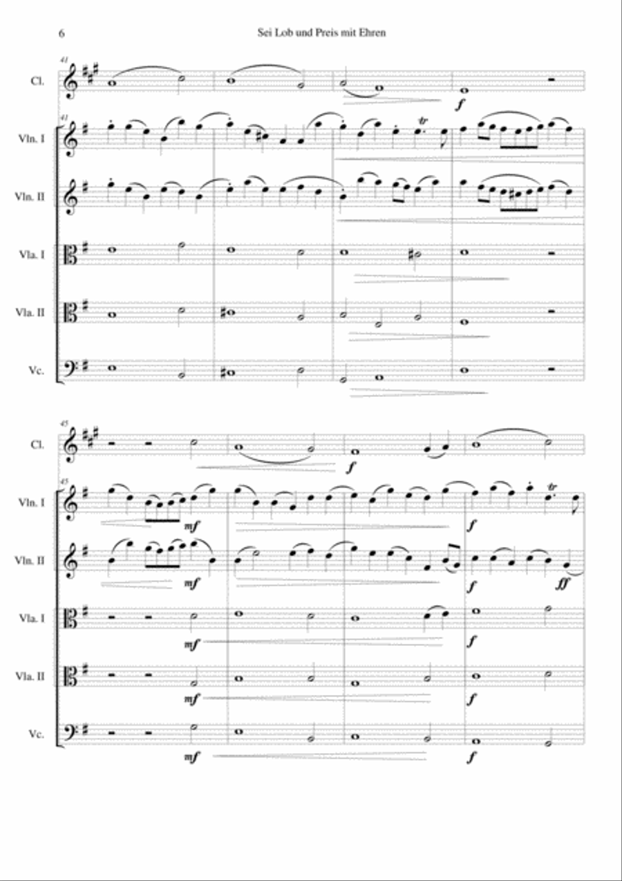 Sei Lob und Preis mit Ehren for clarinet and strings Clarinet scores gallery preview page 6