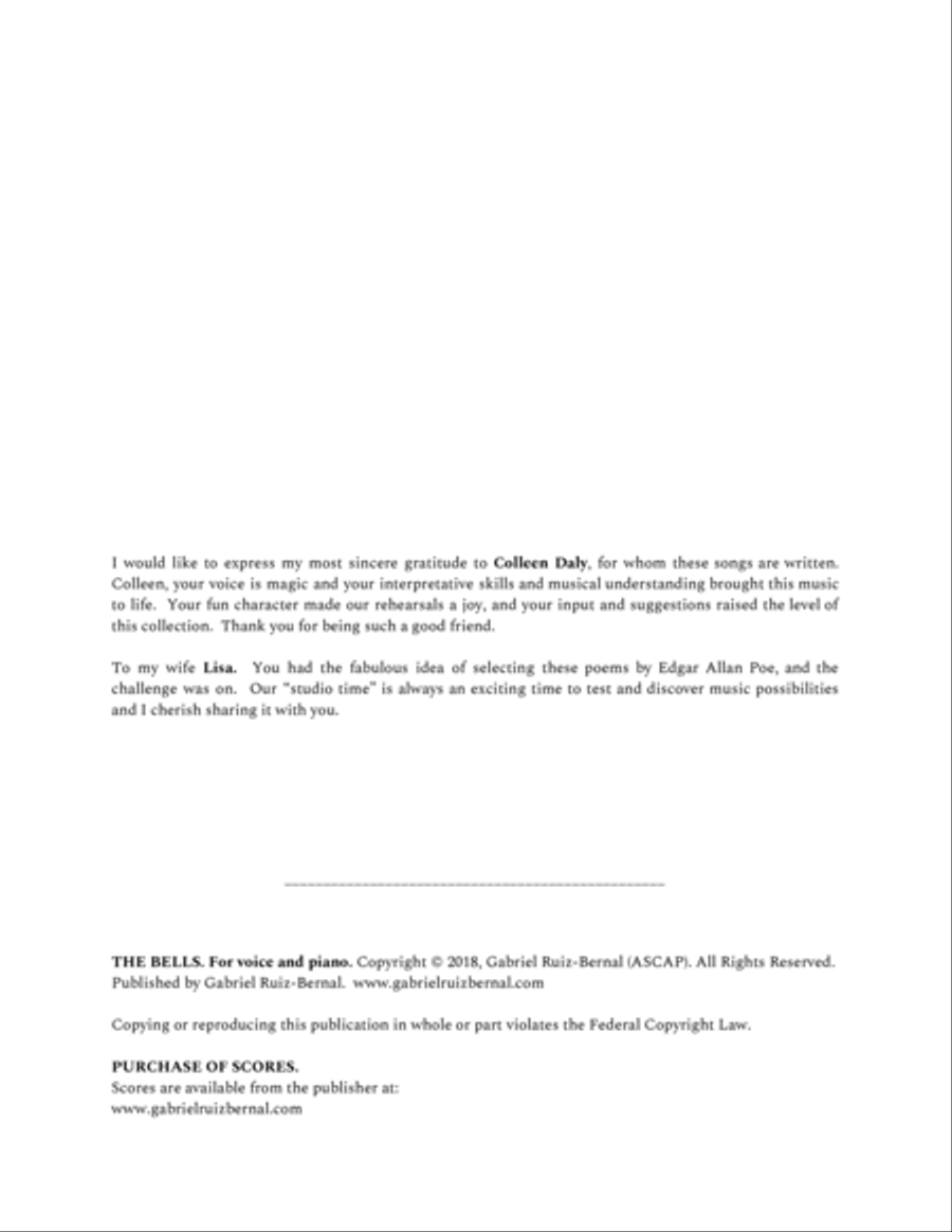 THE BELLS. For voice and piano. High voice. High Voice scores gallery preview page 2