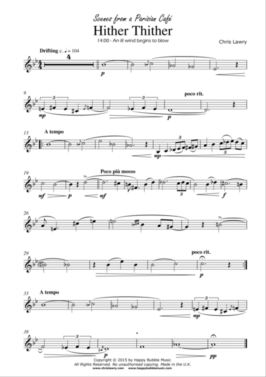 Hither Thither - for Bb Brass [Treble Clef] & Piano (from Scenes from a Parisian Cafe) Piano Accompaniment scores gallery preview page 2