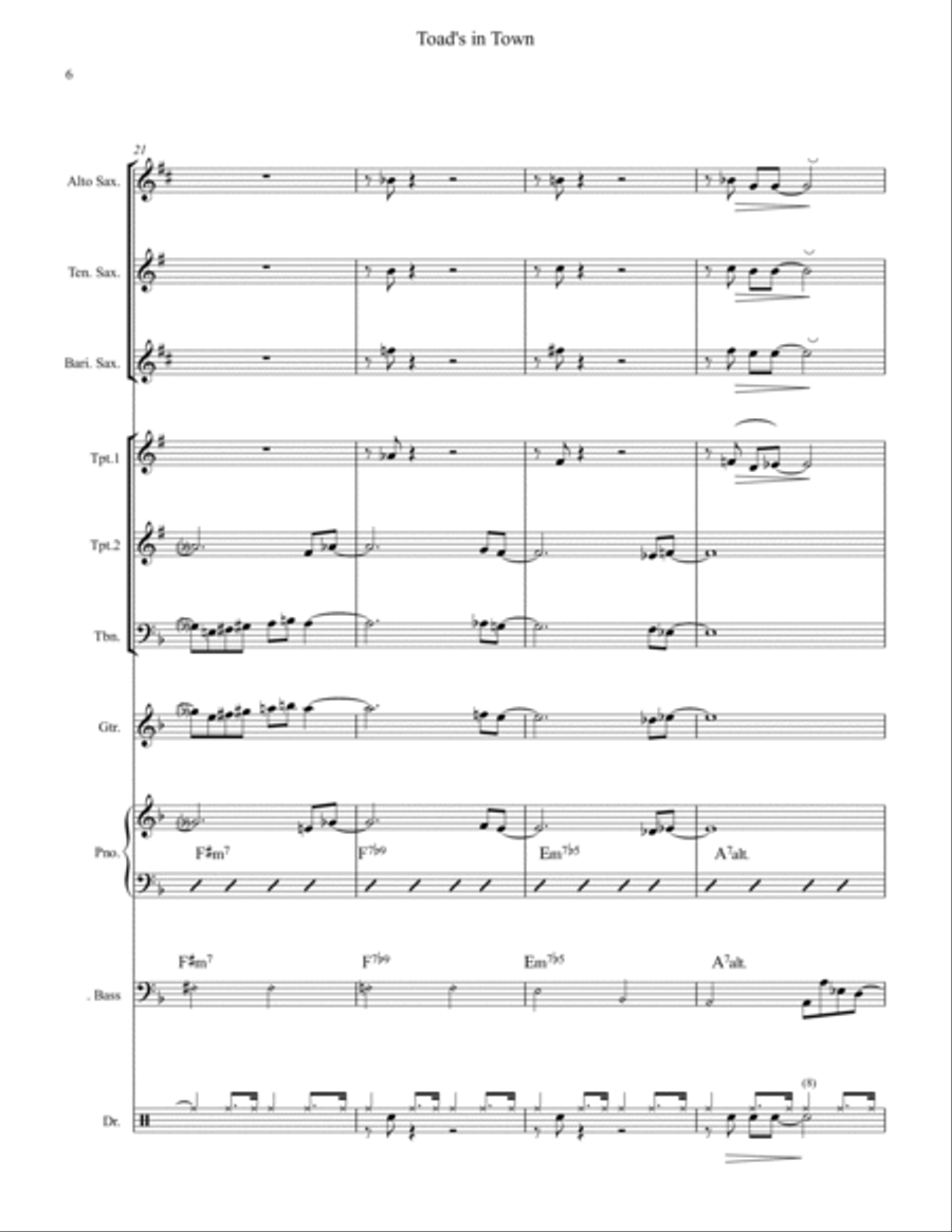 Toad's in Town Toad's in Town Large Ensemble scores gallery preview page 6