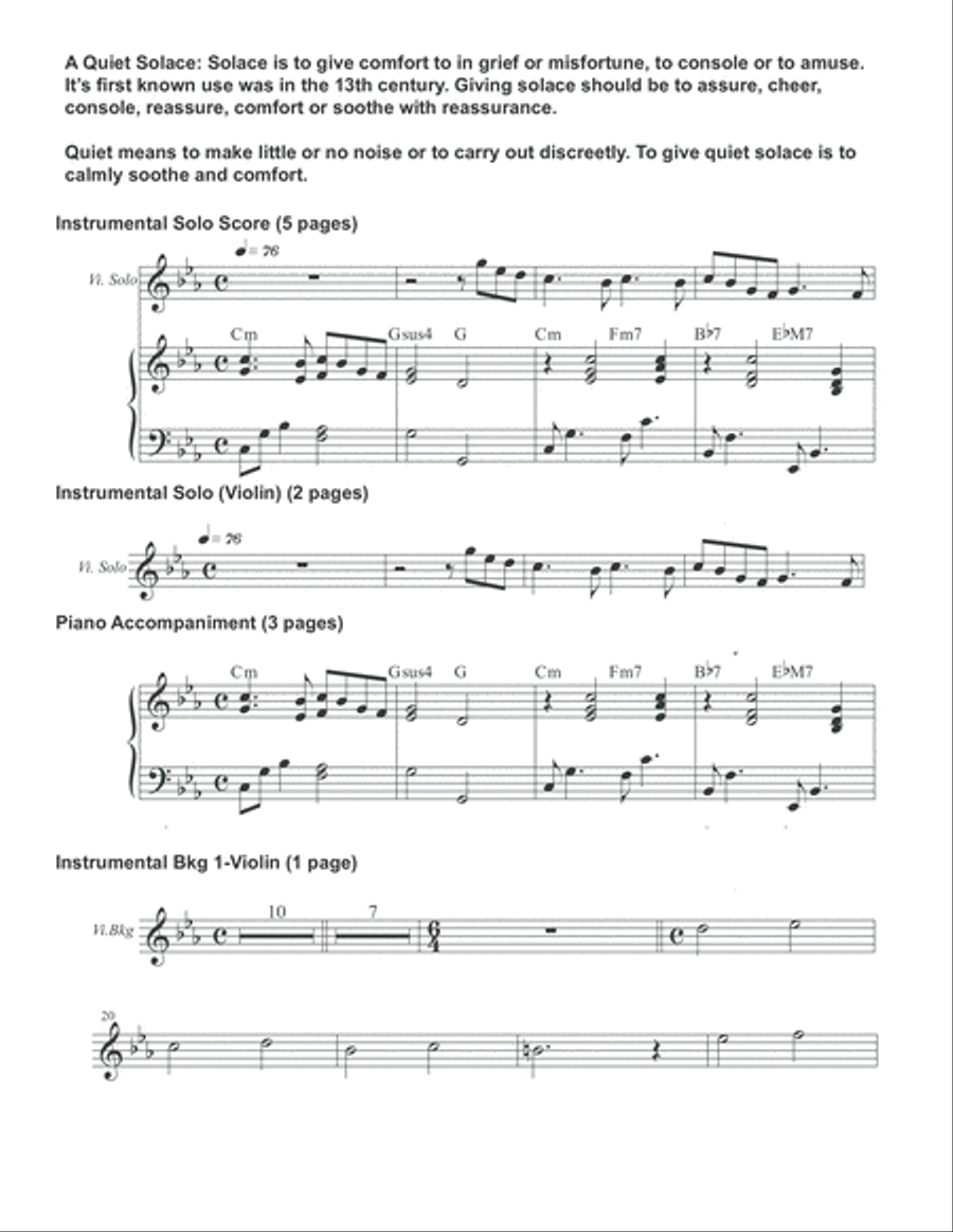 A Quiet Solace Inst. Solo Score Score scores gallery preview page 2