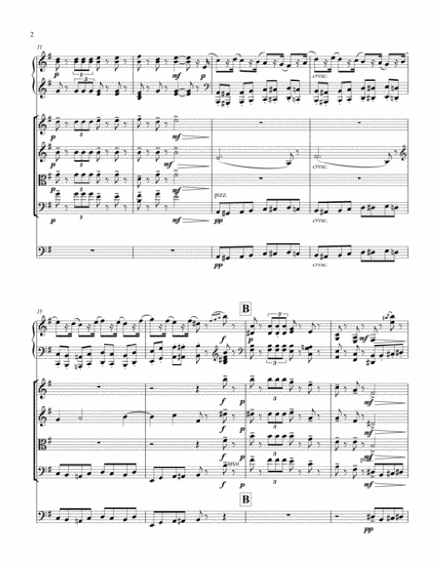 Nutcracker Ballet - March for Strings and Piano - Score only Piano Quintet scores gallery preview page 2