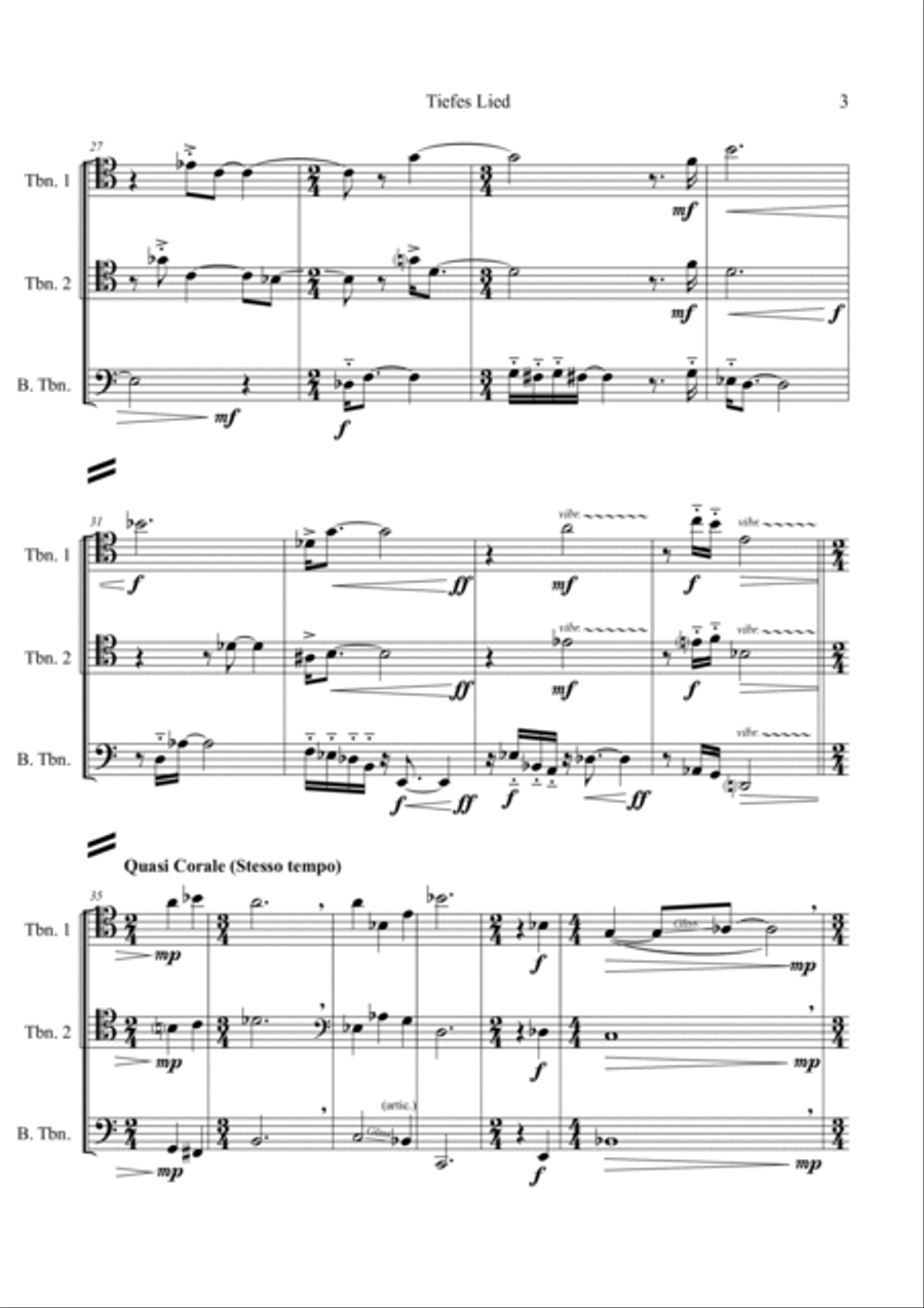 Umberto BOMBARDELLI: Tiefes Lied (ES-23-011) - Score Only Brass Trio scores gallery preview page 4