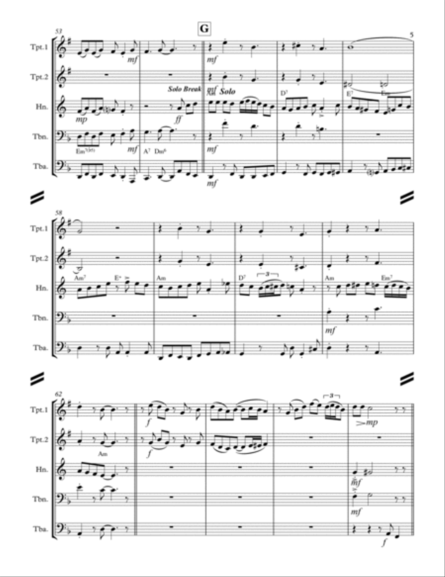 Wade in the Water (for Brass Quintet) Brass Quintet scores gallery preview page 6
