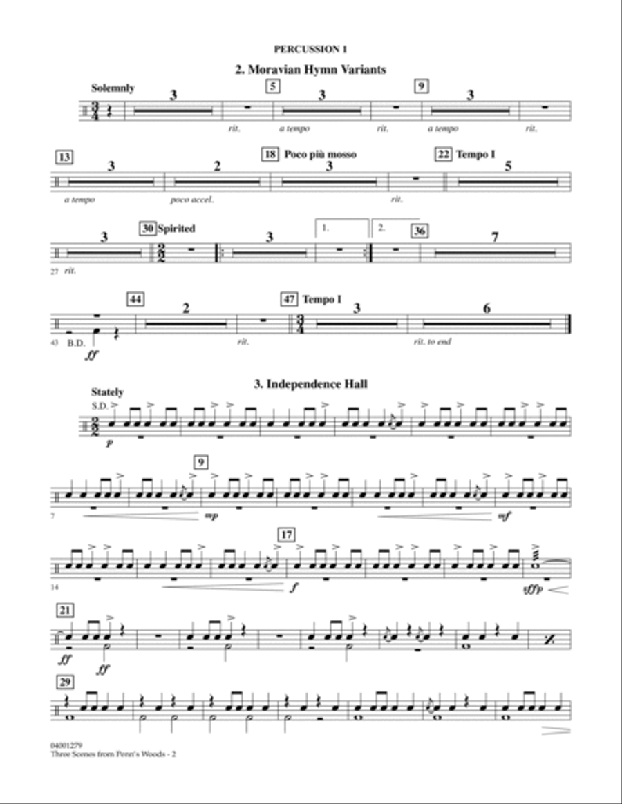 Three Scenes From Penn's Woods - Percussion 1 Concert Band scores gallery preview page 2