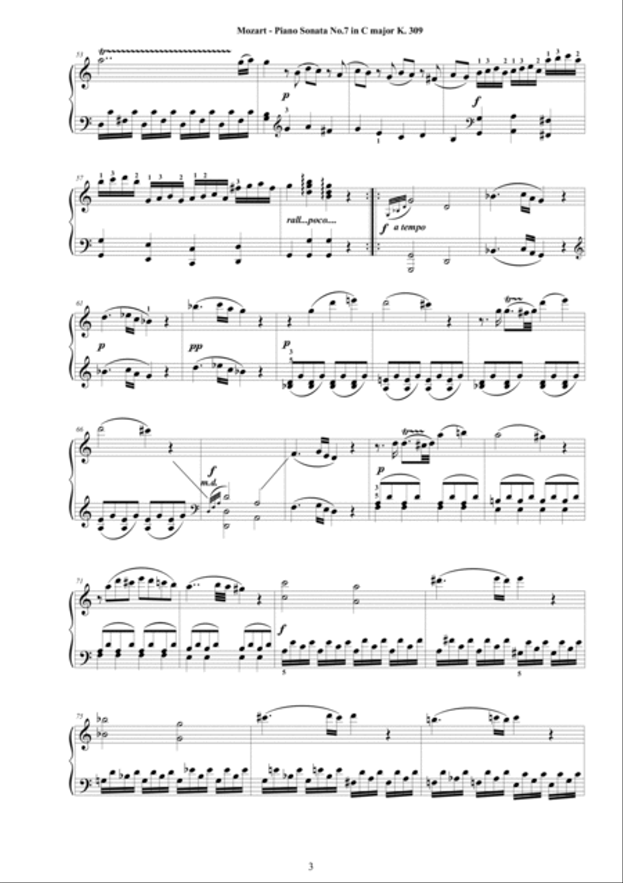 Mozart - Piano Sonata No.7 in C major K 309 - Complete score Piano Solo scores gallery preview page 3