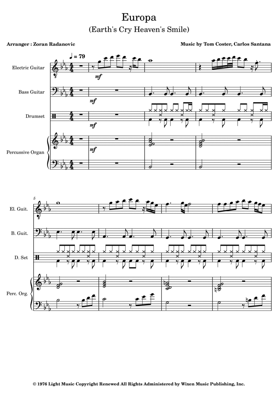 Europa Europa Bass Guitar scores gallery preview page 1