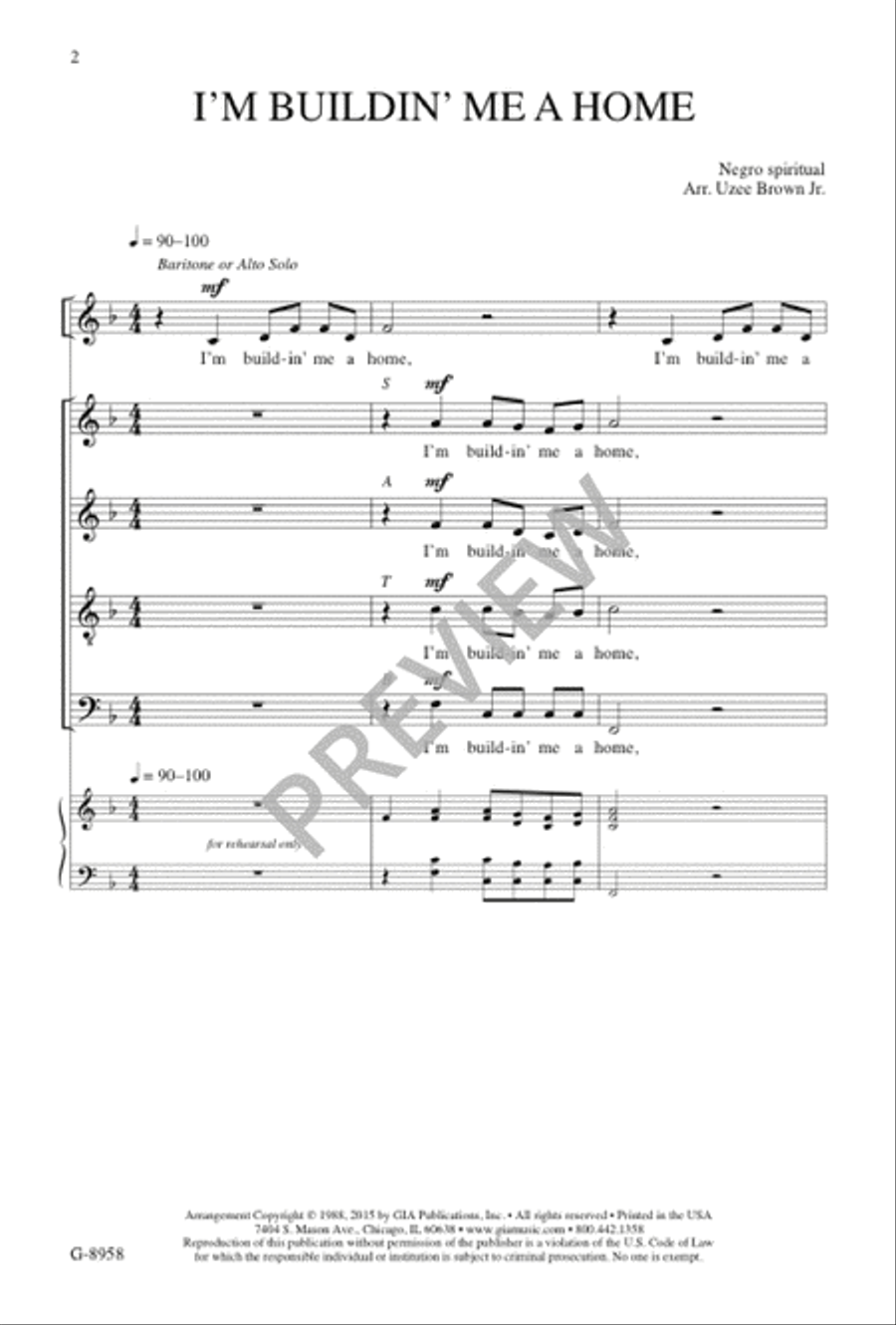 I'm Buildin' Me a Home 4-Part scores gallery preview page 3