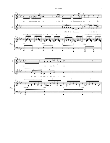 Ave Maria (Portuguese Lyrics - Duet for Soprano and Alto Solo - Medium Key) image number null