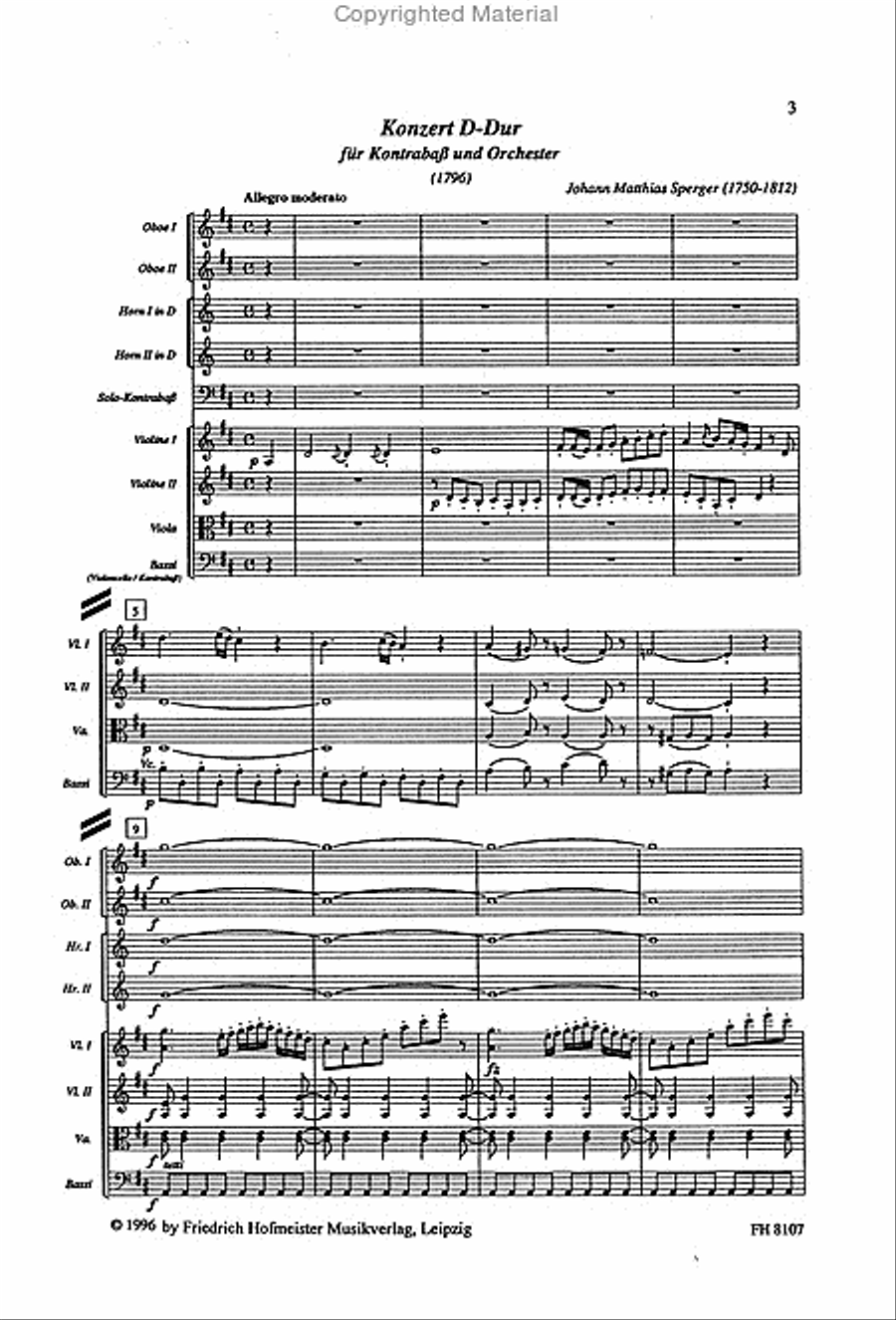 Konzert Nr. 15 D-Dur für Kontrabass und Orchester/ Partitur Orchestra scores gallery preview page 2