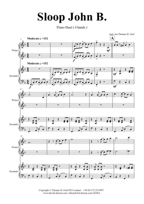 Sloop John B. - Caribian Folk Song - Piano Duet (4 Hands)