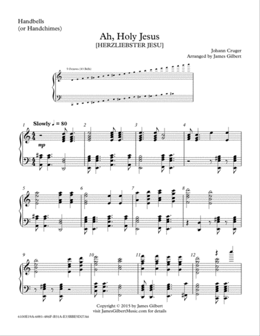 Ah, Holy Jesus Handbell Choir scores gallery preview page 1