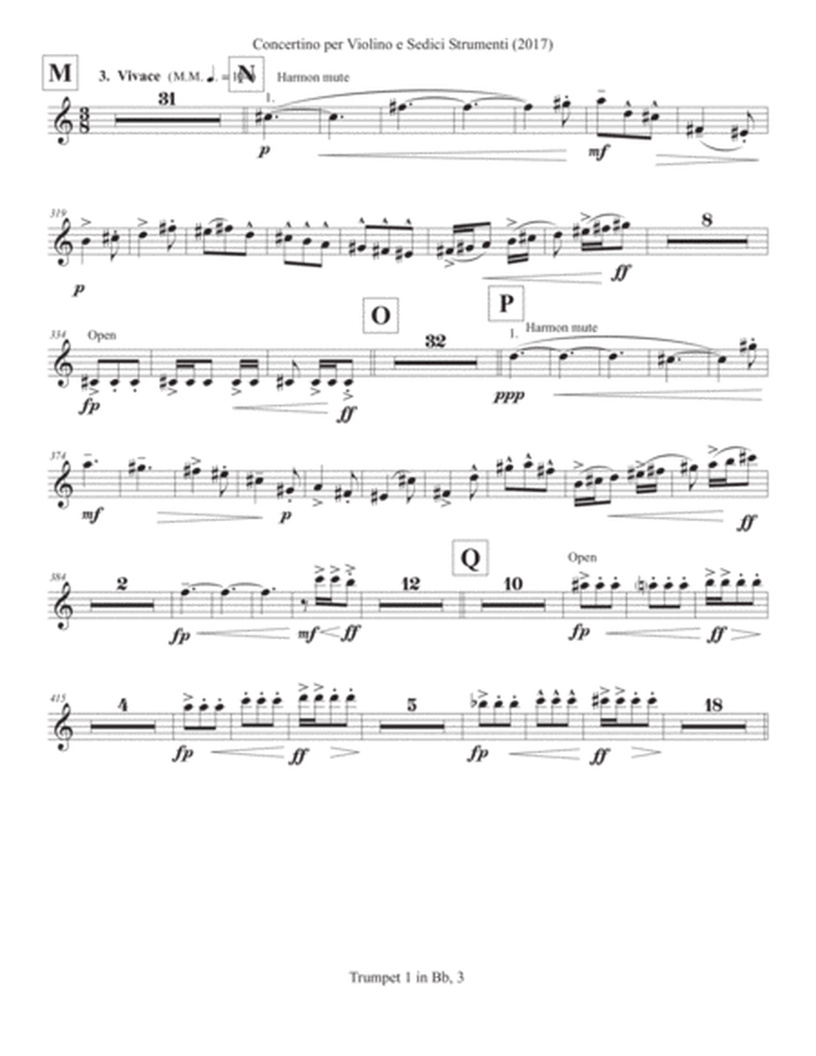Concertino per Violino e Sedici Strumenti (2017) trumpet in Bb part 1