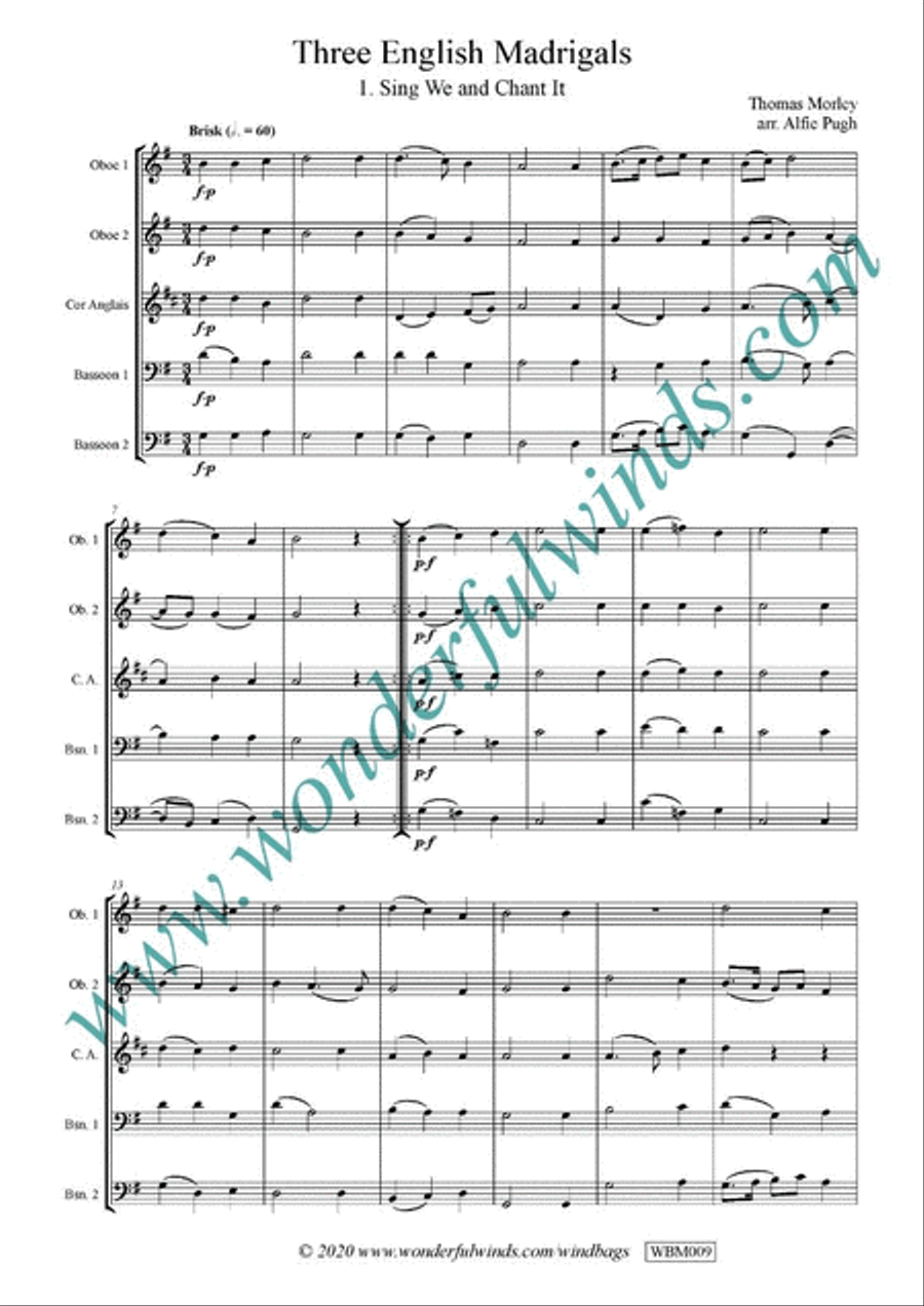 Three English Madrigals Bassoon scores gallery preview page 2