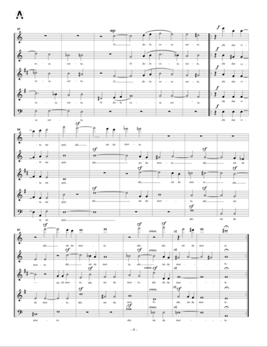 Moro lasso al mio duolo (for woodwind quintet) Woodwind Quintet scores gallery preview page 6