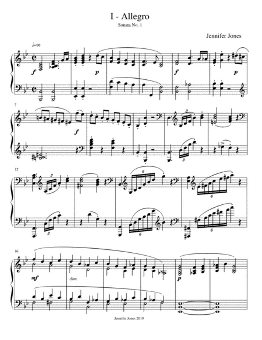 Sonata No. 1 by Jennifer Jones Piano Solo scores gallery preview page 2