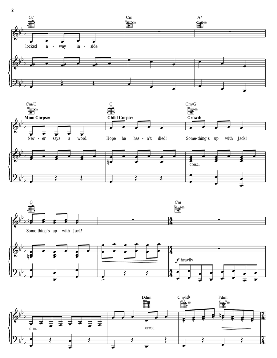 Jack's Obsession (from The Nightmare Before Christmas) Piano, Vocal, Guitar scores gallery preview page 2