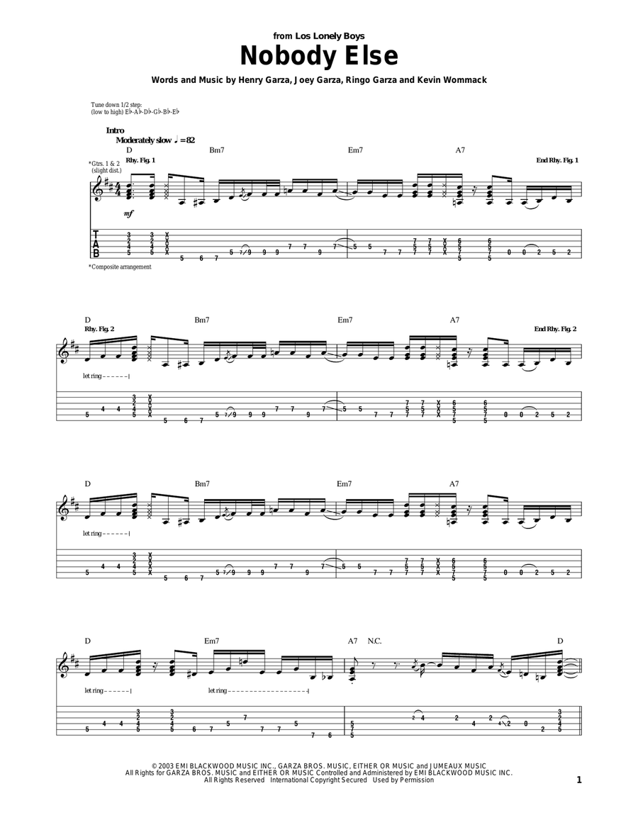 Nobody Else Acoustic Guitar scores gallery preview page 1