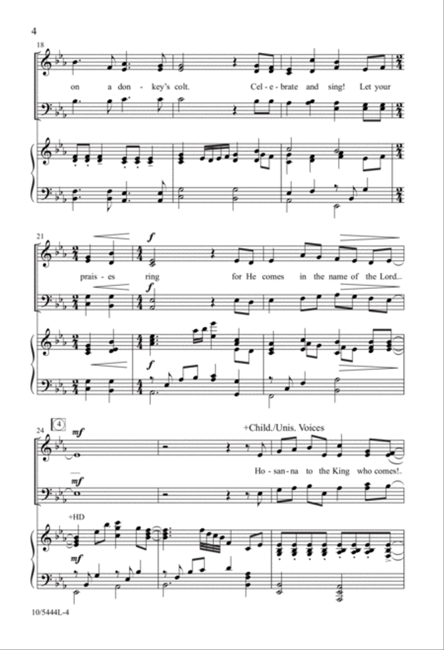 Hosanna to the King Who Comes! 4-Part scores gallery preview page 4