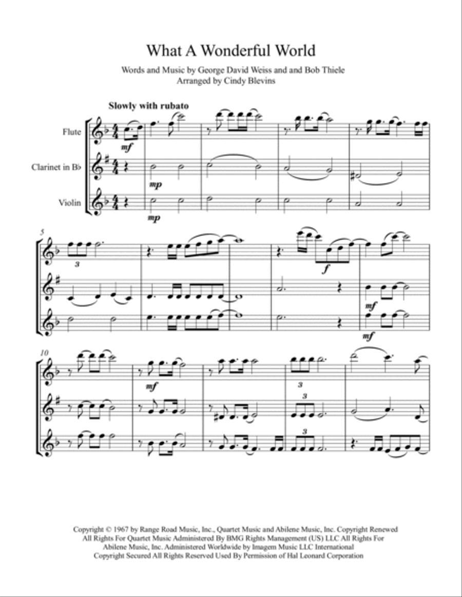 What A Wonderful World Clarinet scores gallery preview page 2