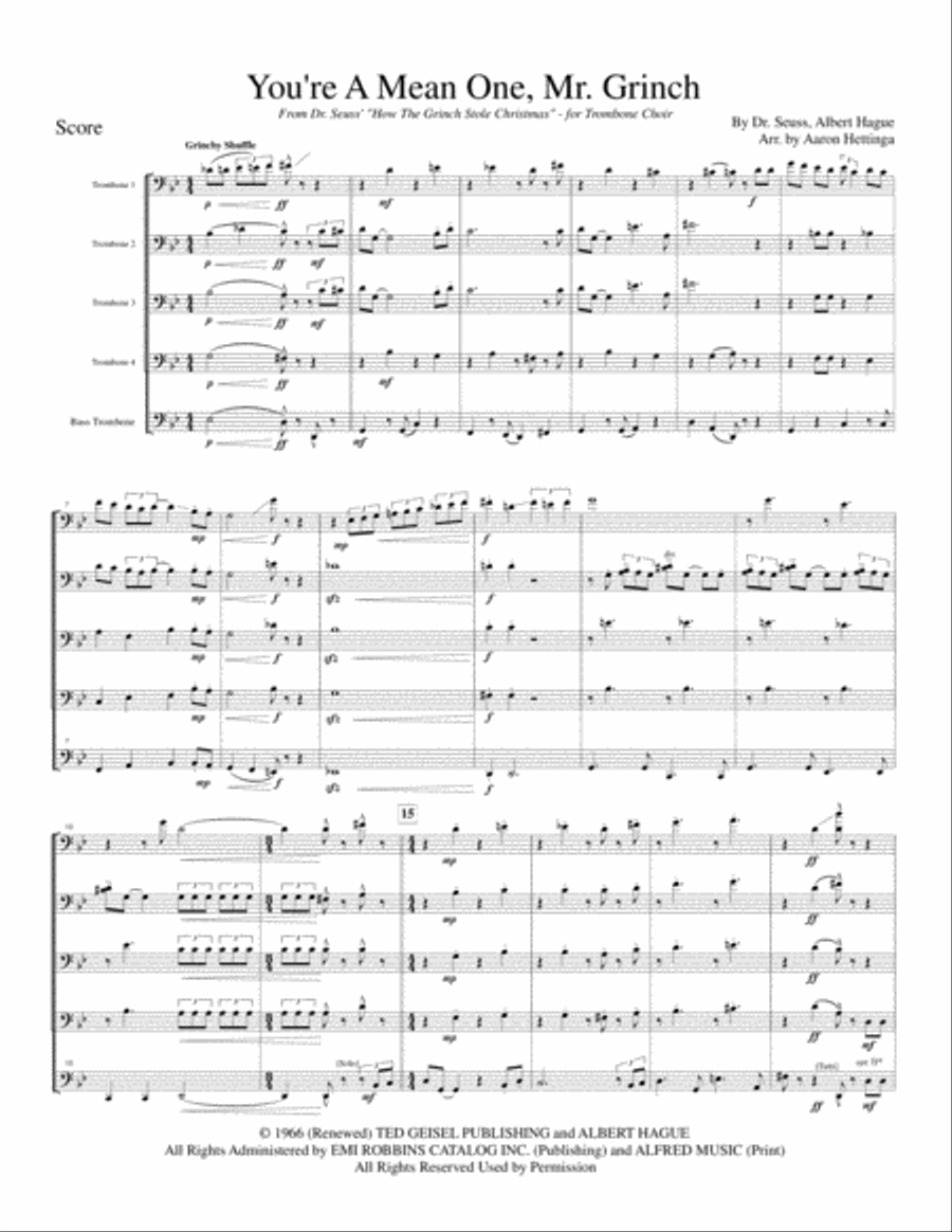 You're A Mean One, Mr. Grinch Brass Ensemble scores gallery preview page 3