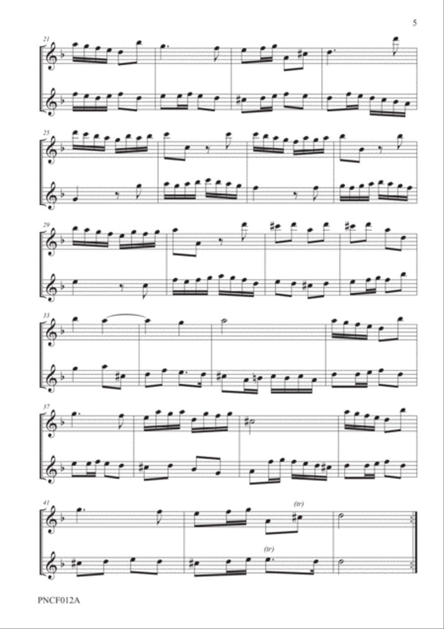 VALENTINE (1671 - 1747) THREE SONATAS FOR 2 FLUTES OPUS 6 Flute Duet scores gallery preview page 5