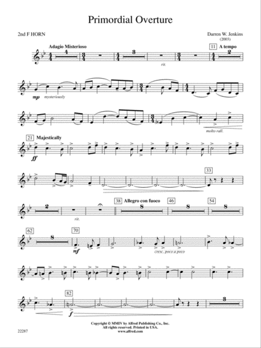 Primordial Overture: 2nd F Horn Concert Band scores gallery preview page 1