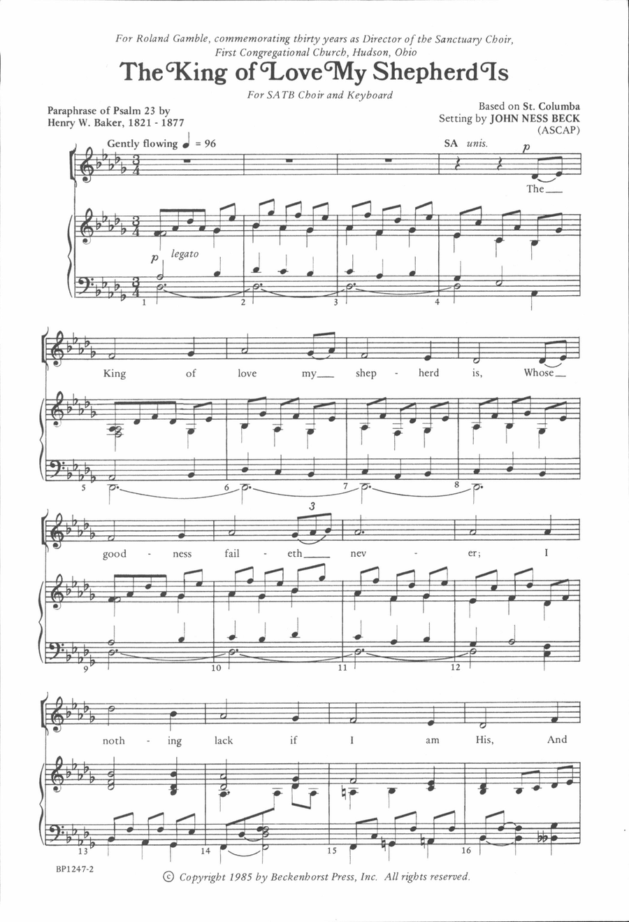 The King of Love My Shepherd Is - Beck 4-Part scores gallery preview page 2