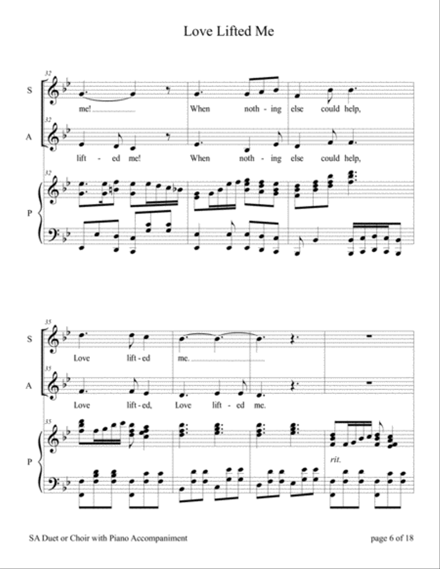 Love Lifted Me (for SA Choir with Piano accompaniment) SA scores gallery preview page 6