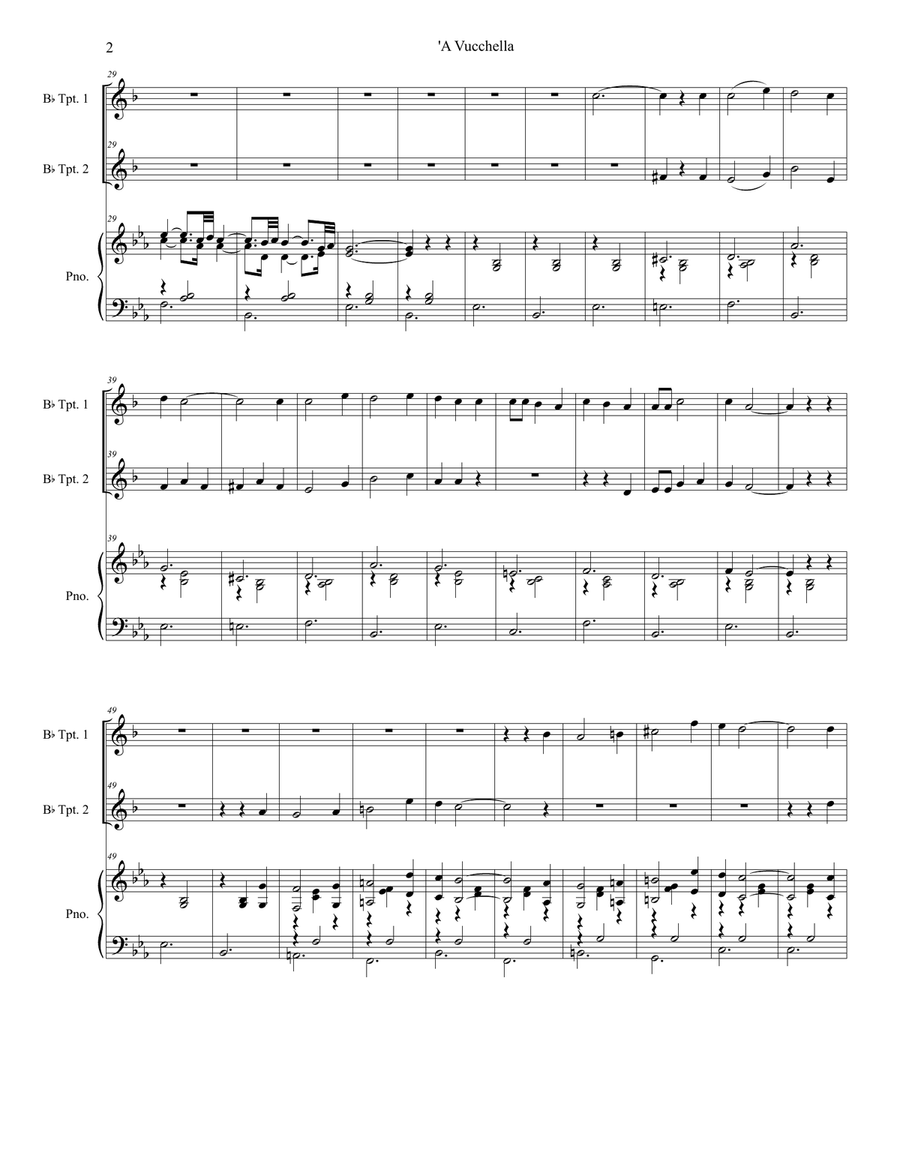 A Vucchella (Duet for Bb-Trumpet) Trumpet Duet scores gallery preview page 3