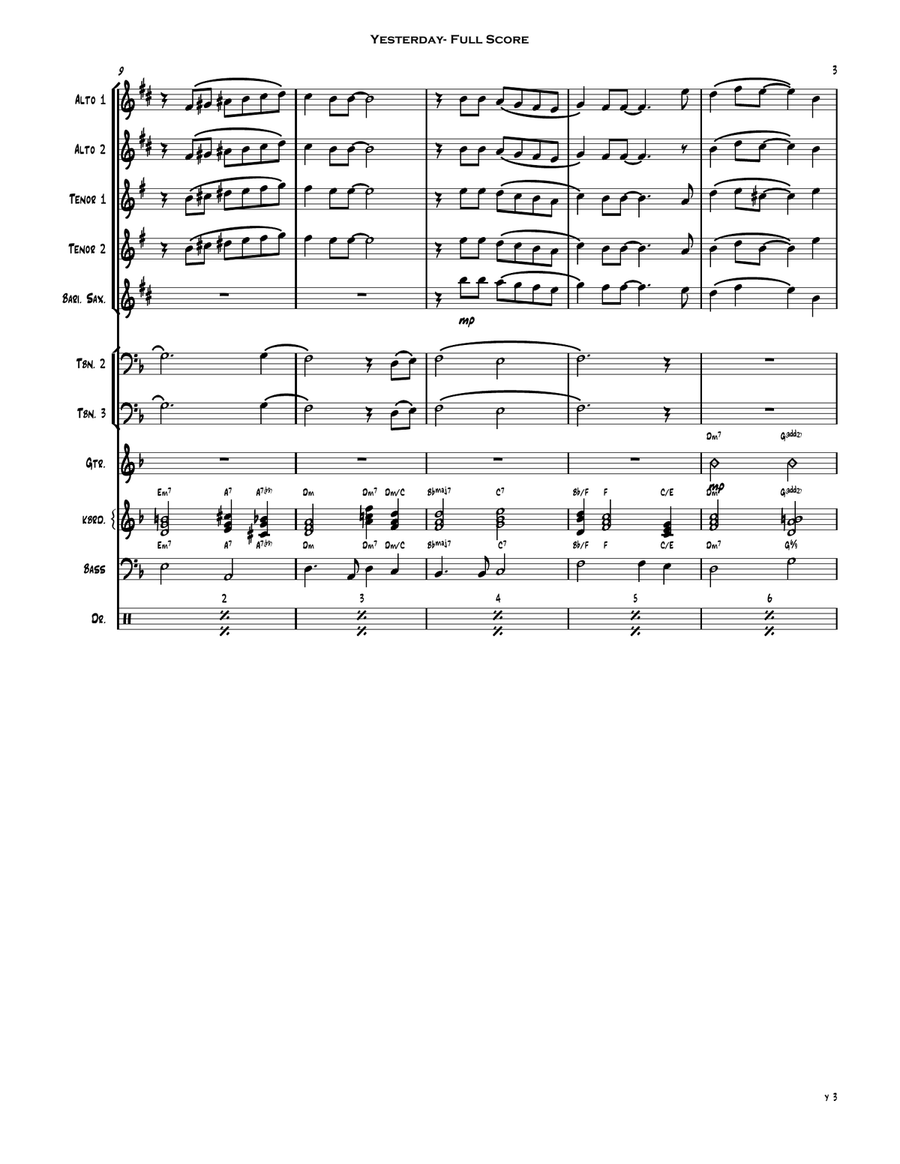 Yesterday Jazz Ensemble scores gallery preview page 3