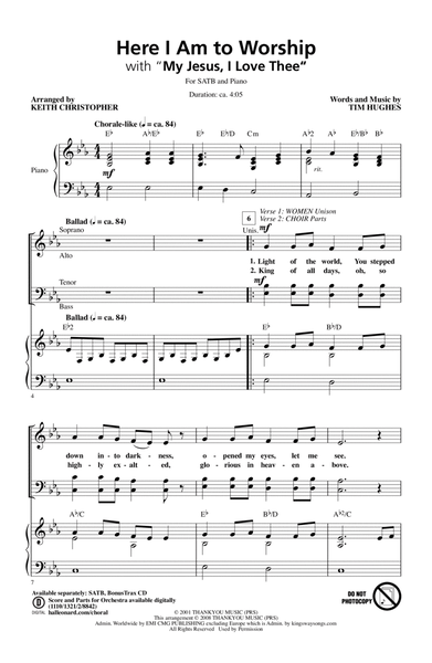 Here I Am To Worship (with "My Jesus, I Love Thee") (arr. Keith Christopher)