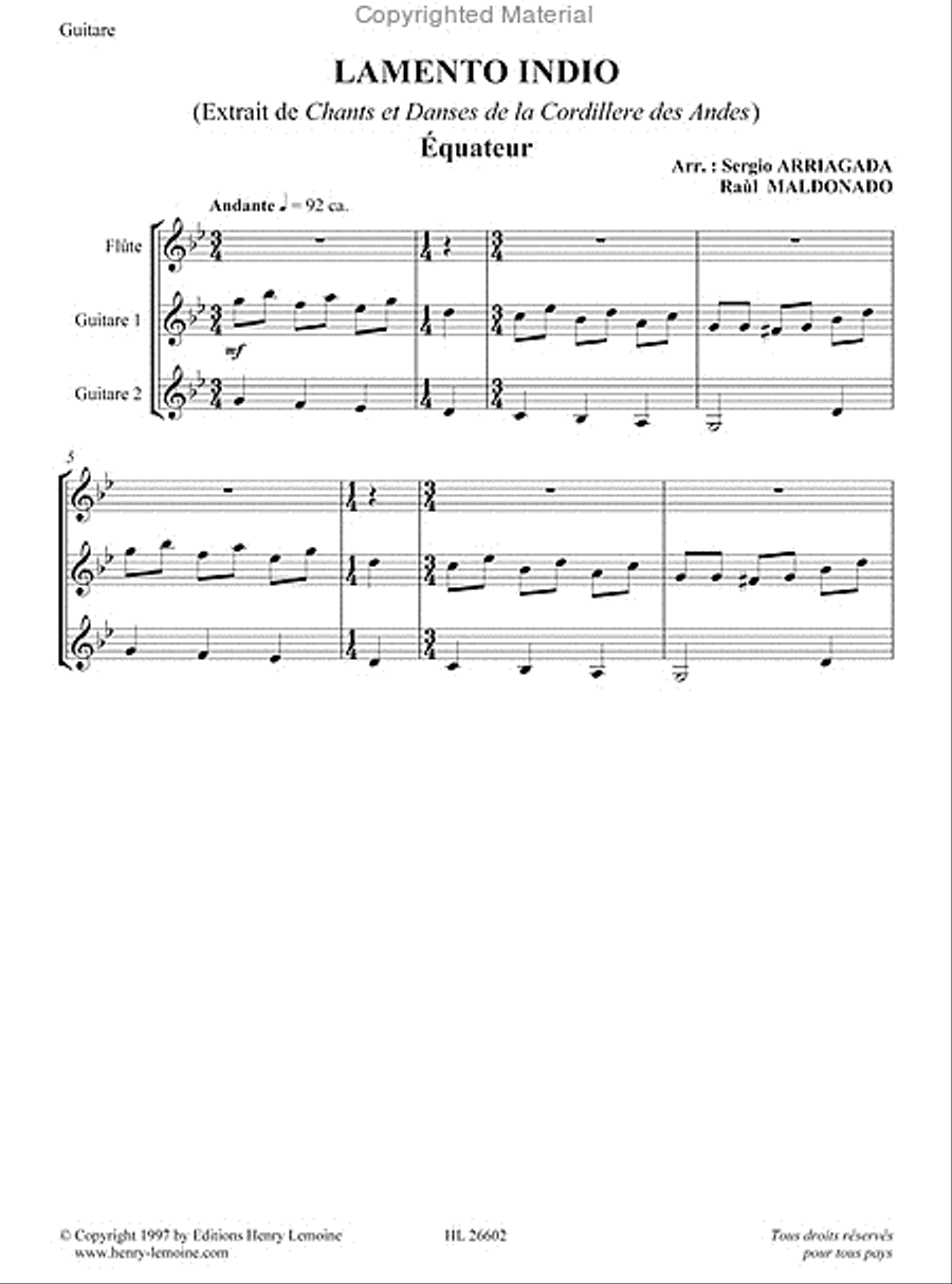 Chants Et Danses De La Cordillere Des Andes Flute scores gallery preview page 10
