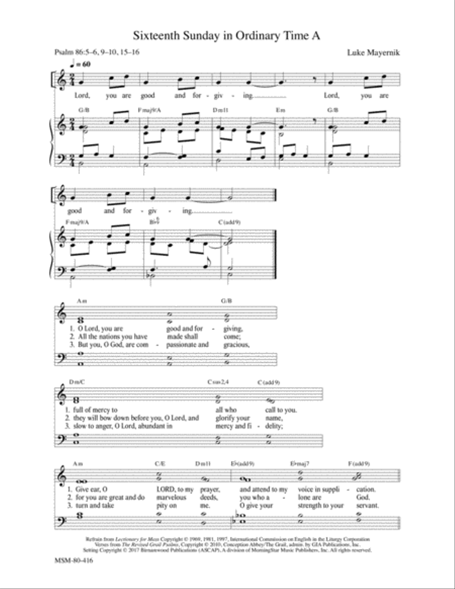 Sixteenth Sunday in Ordinary Time A 4-Part scores gallery preview page 1