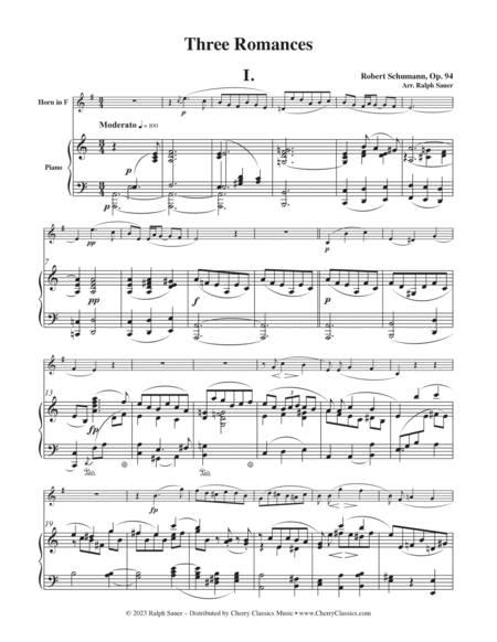 Three Romances for Horn and Piano, Op. 94