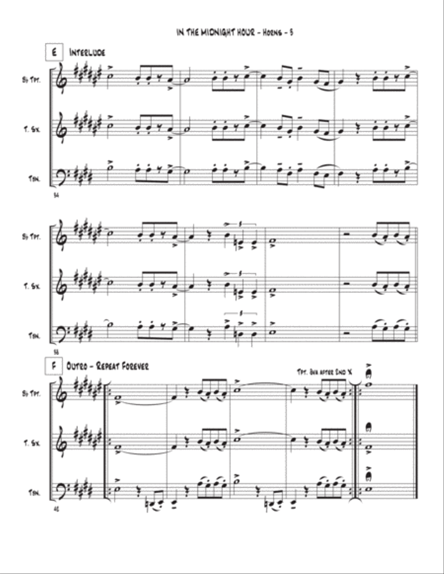 In The Midnight Hour In The Midnight Hour Tenor Saxophone scores gallery preview page 3