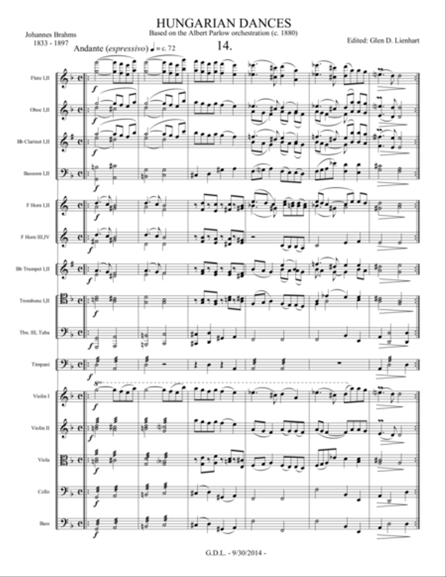 Hungarian Dances 14 and 15 - Extra Score Full Orchestra scores gallery preview page 1