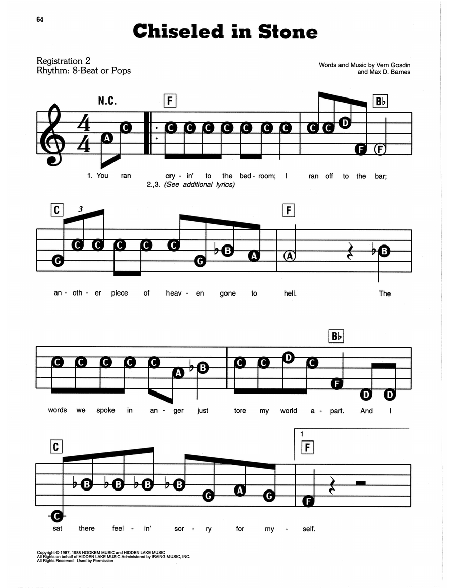 Chiseled In Stone Easy Piano scores gallery preview page 1