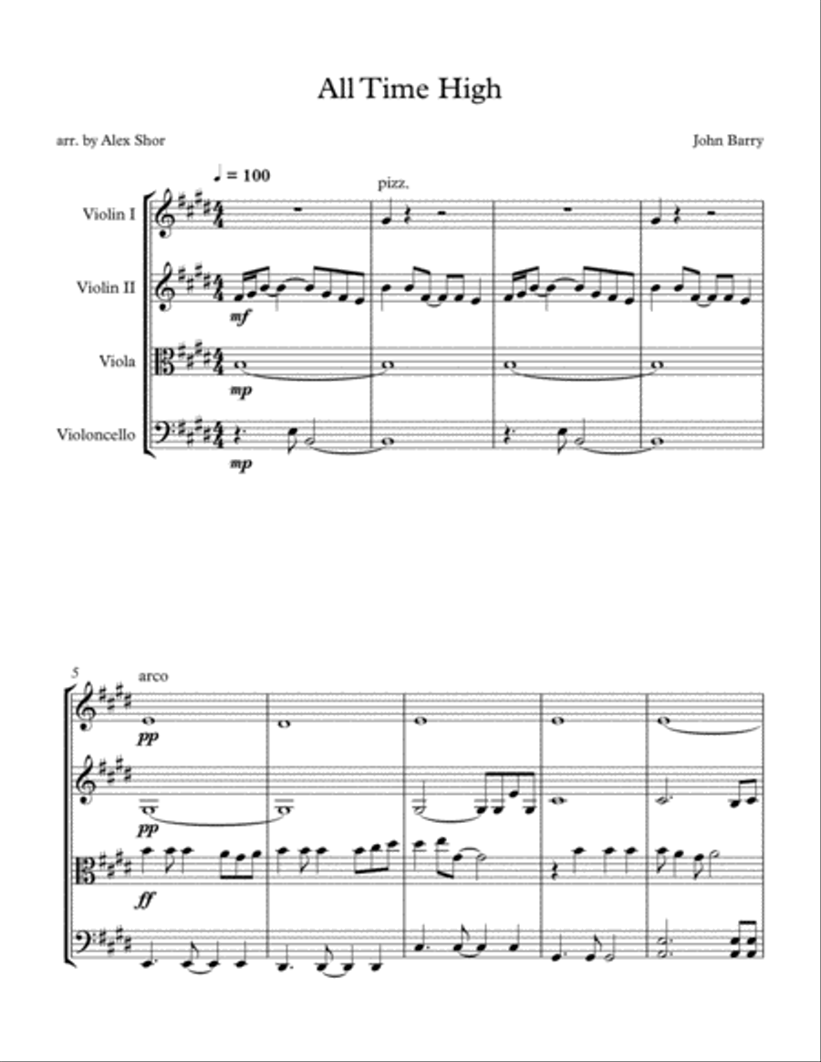 All Time High String Quartet scores gallery preview page 1