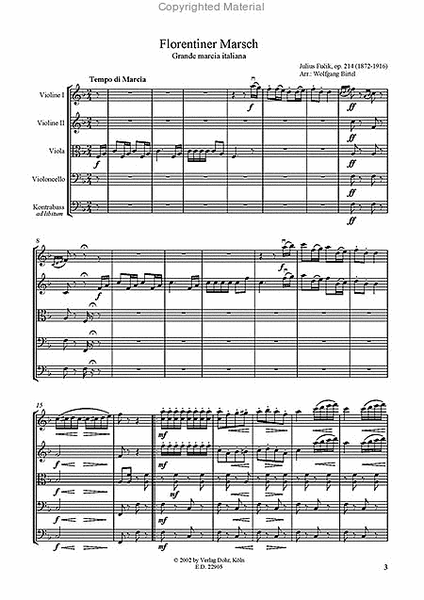 Florentiner Marsch op. 214 -Grande marcia italiana- (für Streichquartett)