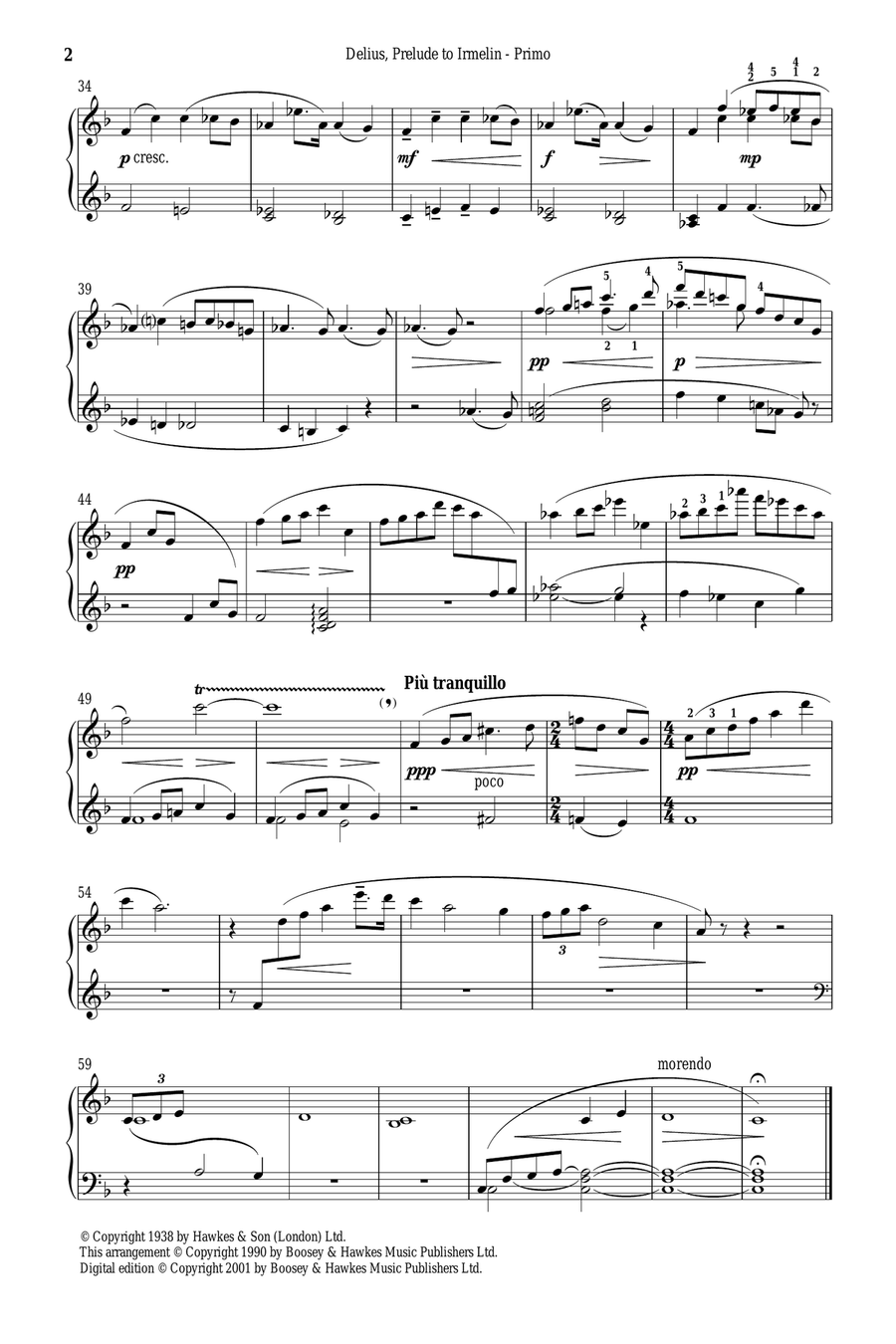 Prelude To Irmelin Piano Duet scores gallery preview page 2