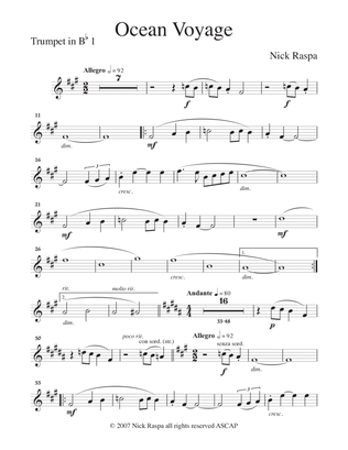 Ocean Voyage - (Full Orchestra) Trumpet 1 part