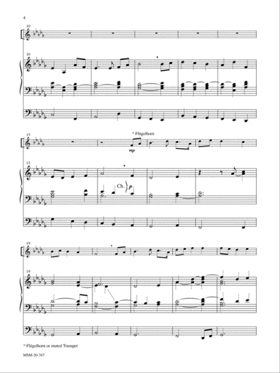 Festival Prelude on Thaxted for Trumpet and Organ Flugelhorn scores gallery preview page 3