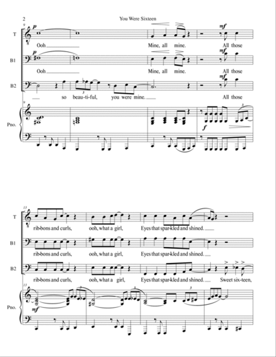 You're Sixteen (you're Beautiful And You're Mine) TTBB scores gallery preview page 2